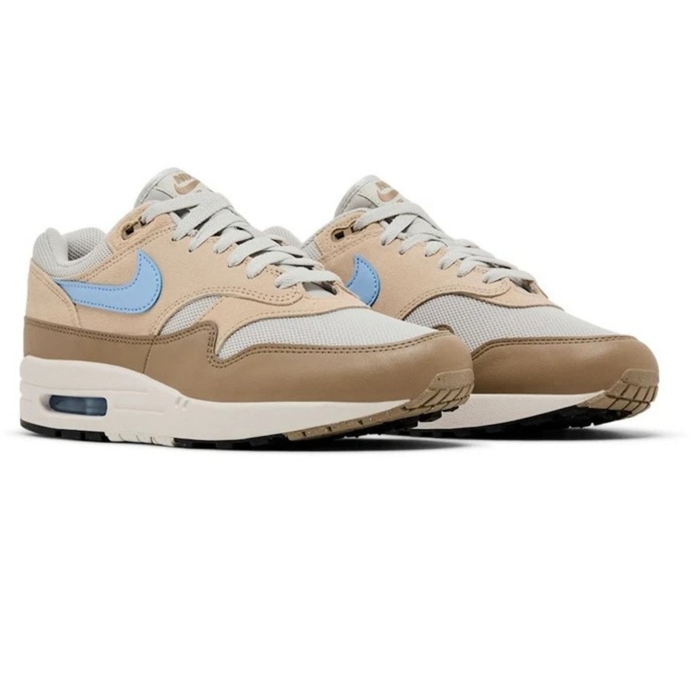 Mens Size 10 - Nike Air Max 1 Essential Light Bone Psychic Blue Running Shoes - Picture 2 of 8